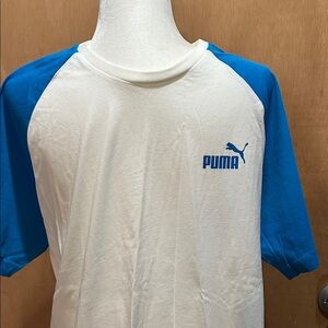 Puma White and Blue Raglan Tee